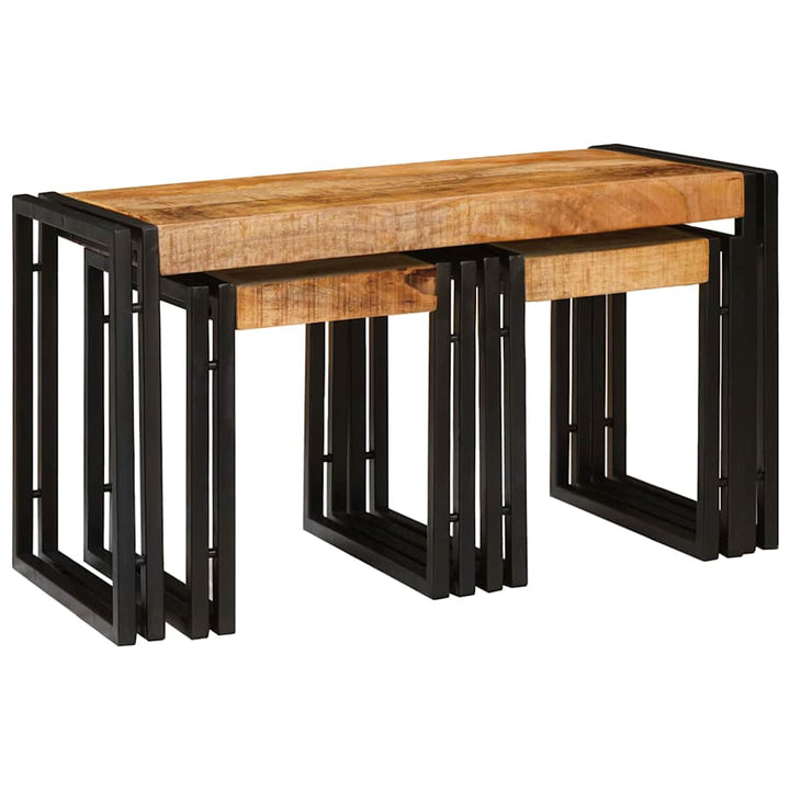 Nesting Bord 3 pcs Brun og sort Massiv mango træ og metal
