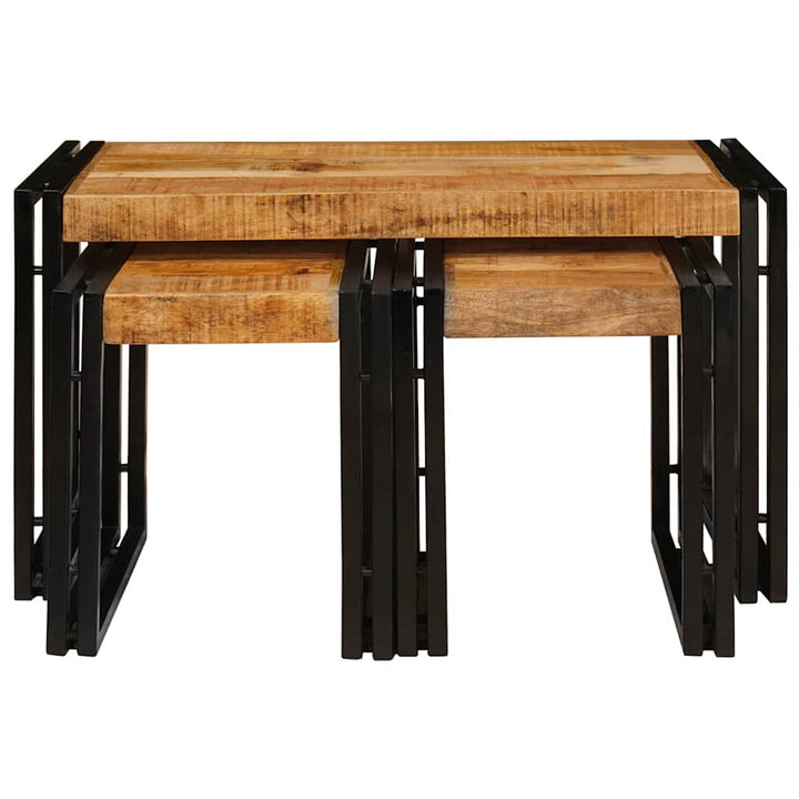 Nesting Bord 3 pcs Brun og sort Massiv mango træ og metal