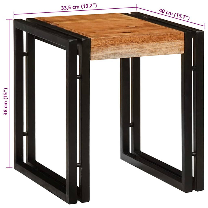 Nesting Bord 3 pcs Brun og sort Massivt akacietræ og metal