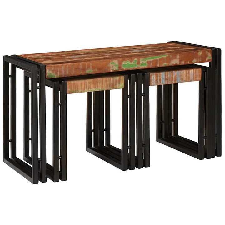 Nesting Bord 3 pcs Brun og sort Massiv genanvendt træ og metal