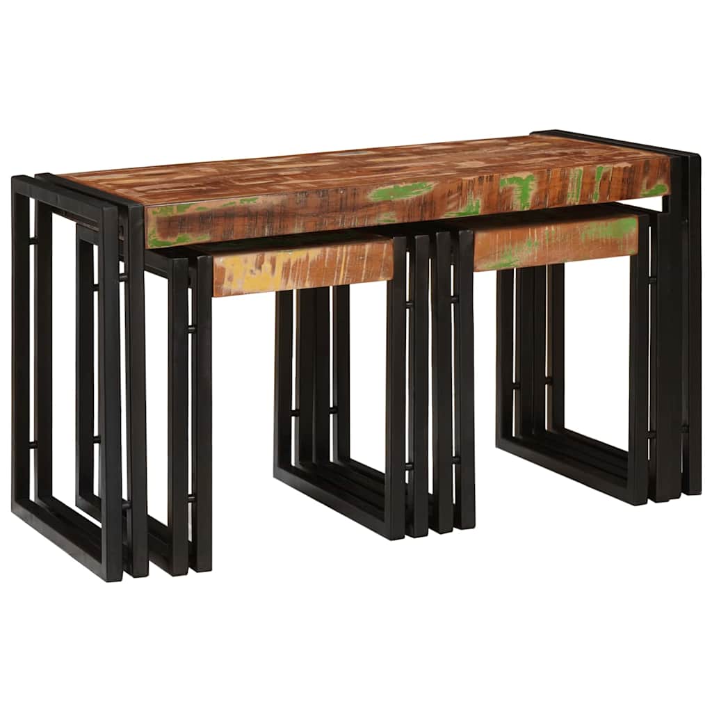 Nesting Bord 3 pcs Brun og sort Massiv genanvendt træ og metal