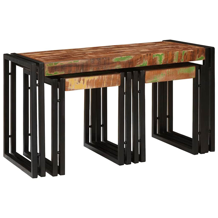 Nesting Bord 3 pcs Brun og sort Massiv genanvendt træ og metal