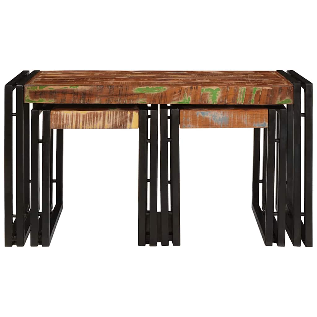 Nesting Bord 3 pcs Brun og sort Massiv genanvendt træ og metal