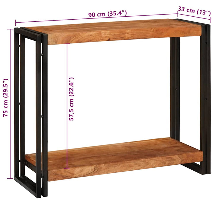 Konsolbord med hylde Brun 90 x 33 x 75 cm Massivt Akacietræ