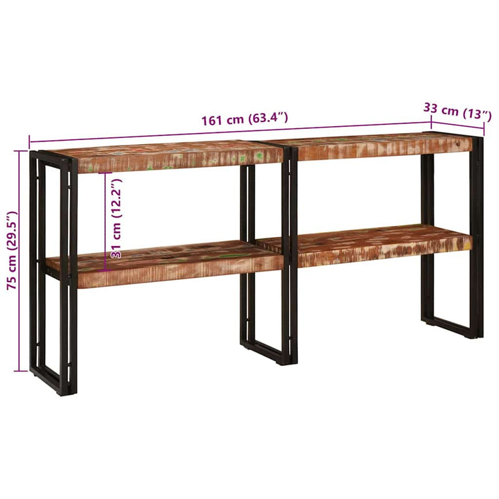 Konsolbord Flerfarvet 160 x 33 x 75 cm Solid genbrugs træ