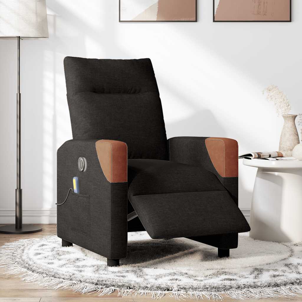 eldrevet massagestol stof sort