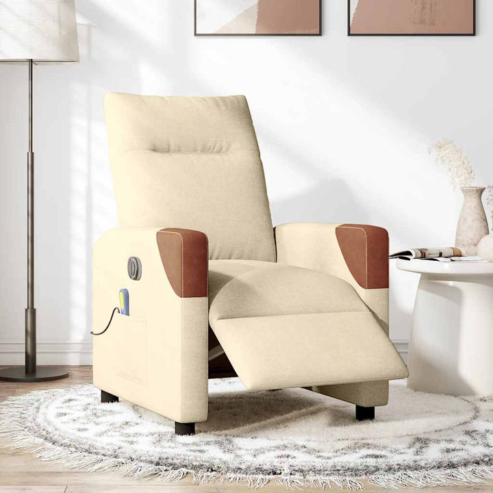 eldrevet massagestol stof cremefarvet