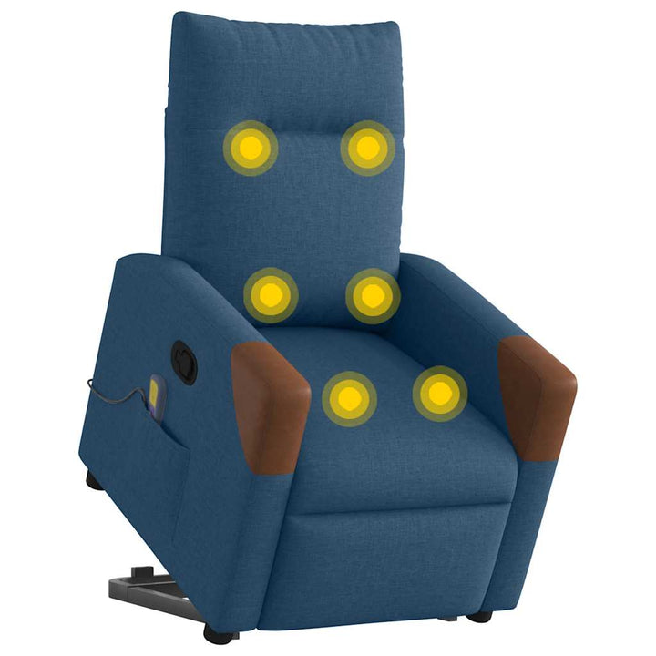 løftestol med massagefunktion stof blå