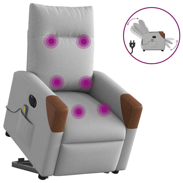 elektrisk massagestol med løftefunktion stof skygrå