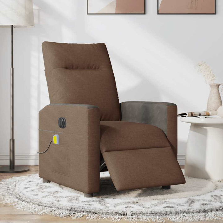 eldrevet massagestol stof brun