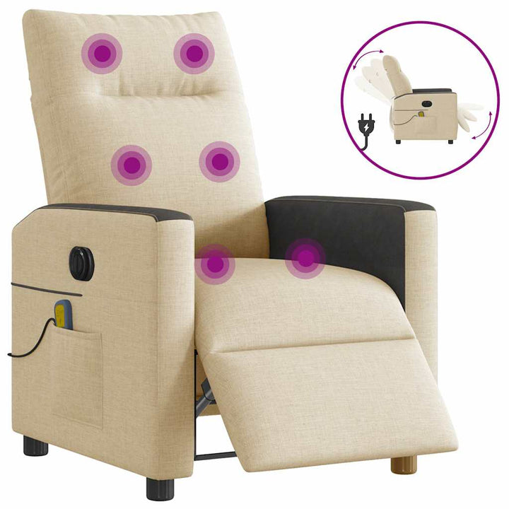 eldrevet massagestol stof cremefarvet