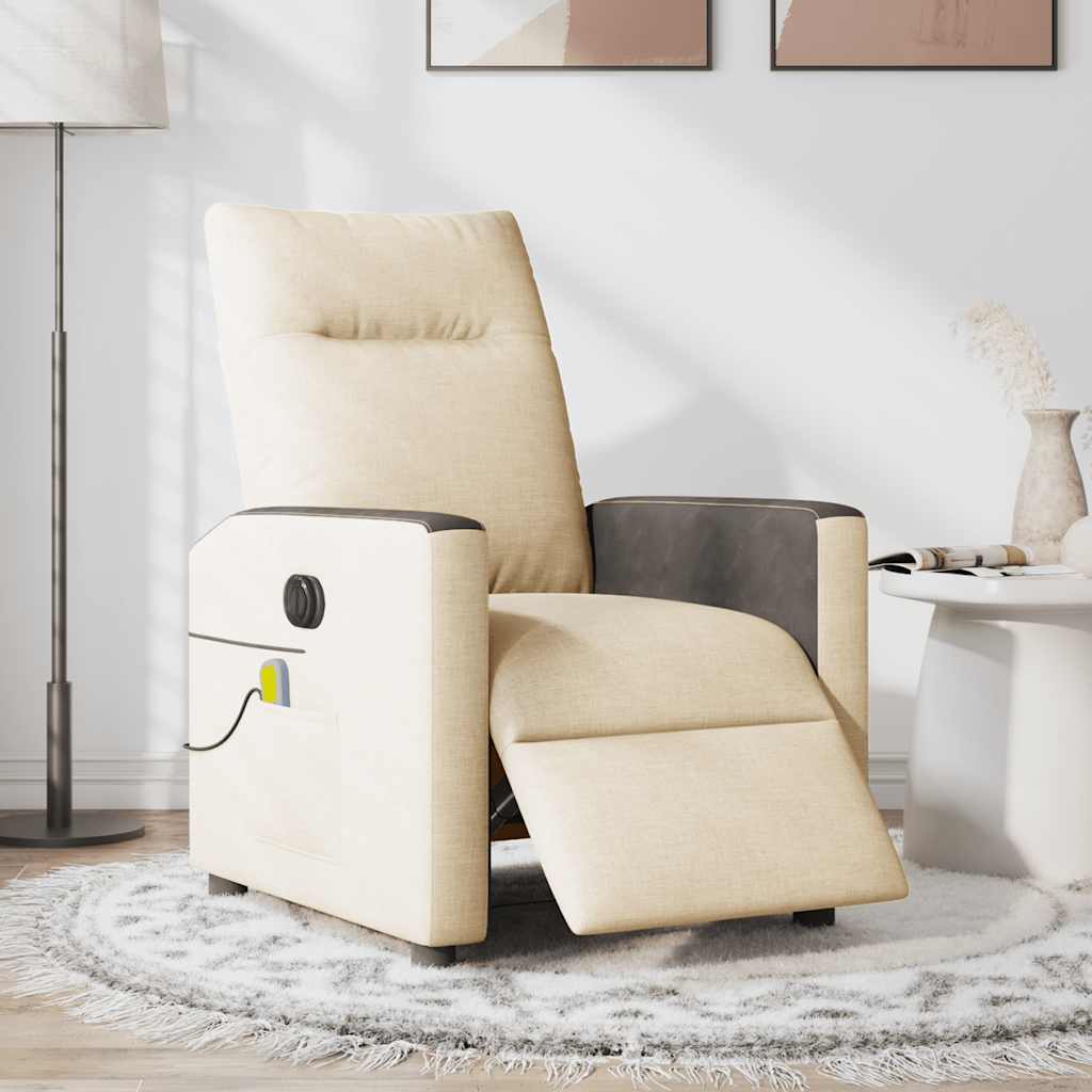 eldrevet massagestol stof cremefarvet
