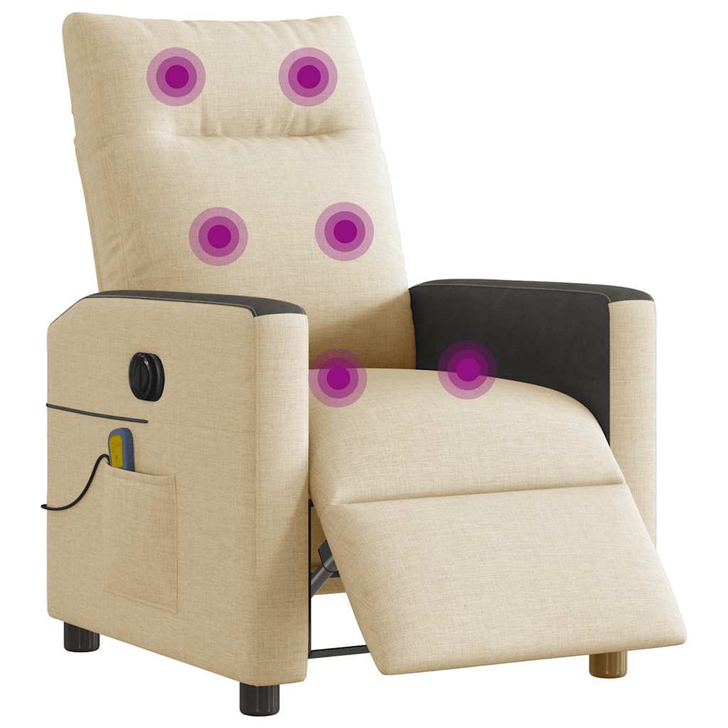 eldrevet massagestol stof cremefarvet
