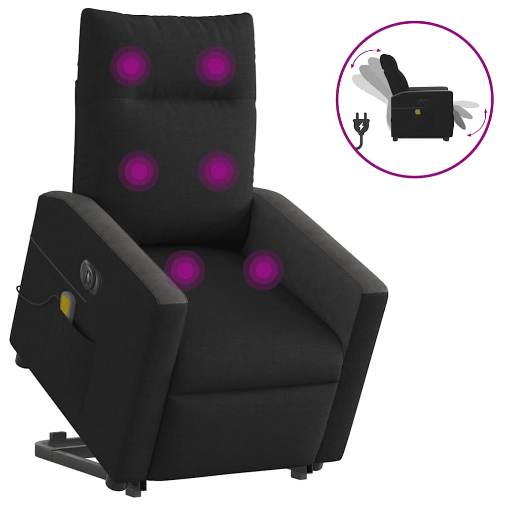 elektrisk massagestol med løftefunktion stof sort