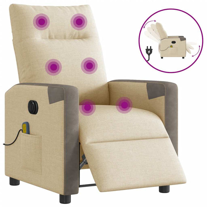 eldrevet massagestol stof cremefarvet