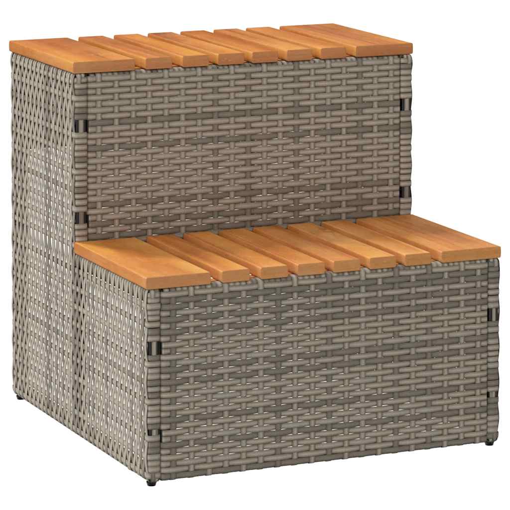 spakant 50x50x50,5 cm polyrattan og massivt akacietræ grå