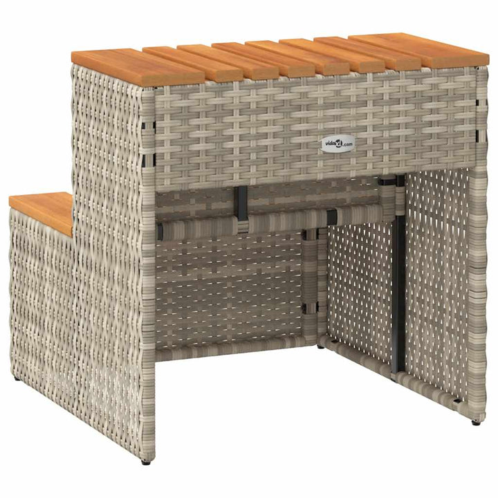 spakant 50x50x50,5 cm polyrattan og massivt akacietræ lysegrå