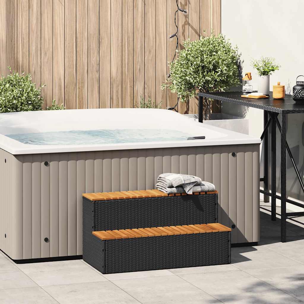 spakant 100x50x50,5 cm polyrattan og massivt akacietræ sort