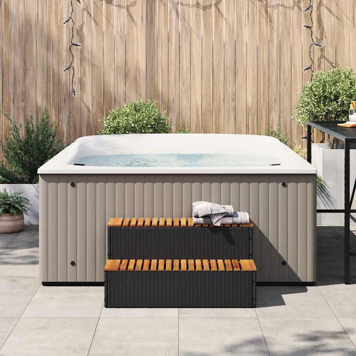 spakant 100x50x50,5 cm polyrattan og massivt akacietræ sort