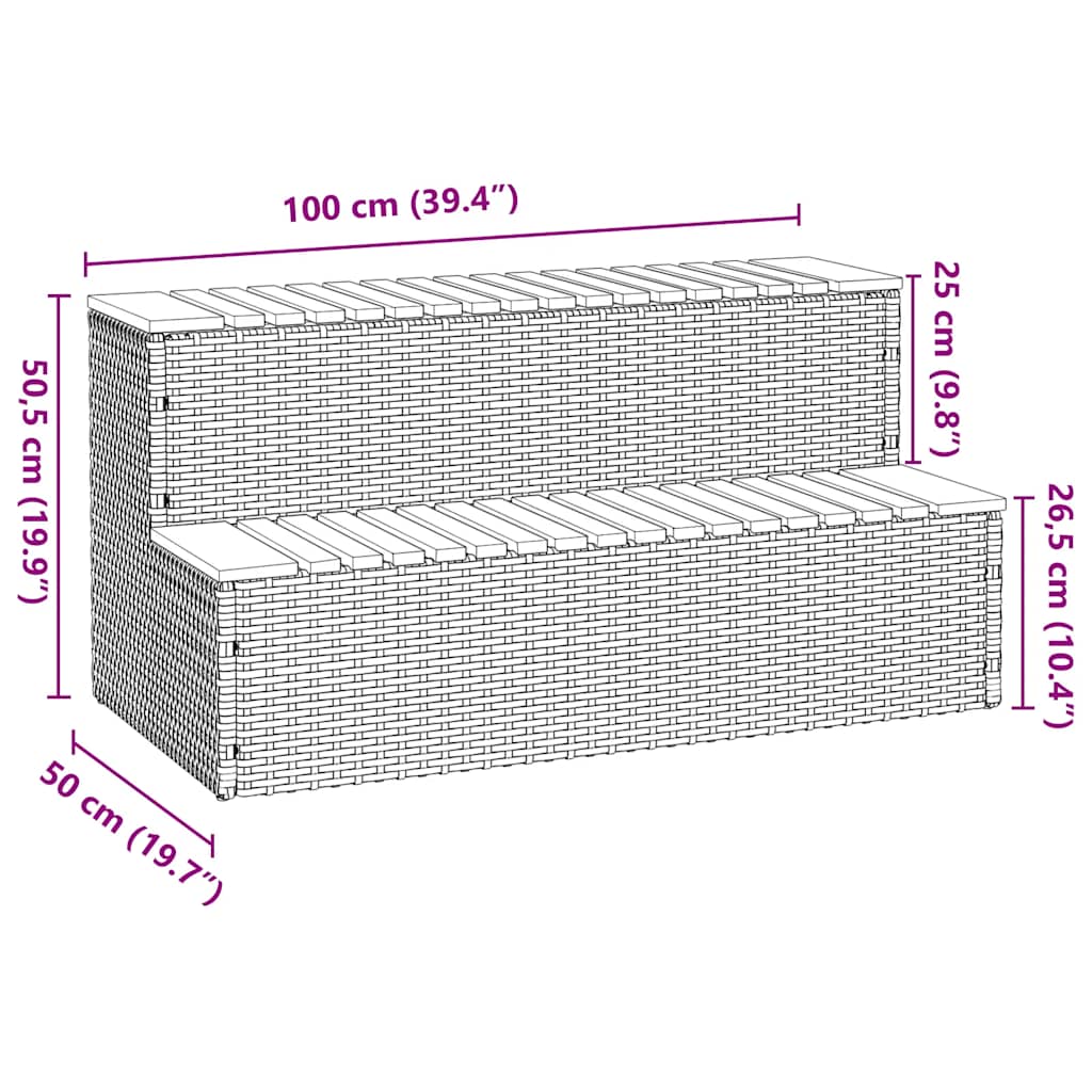 spakant 100x50x50,5 cm polyrattan og massivt akacietræ sort
