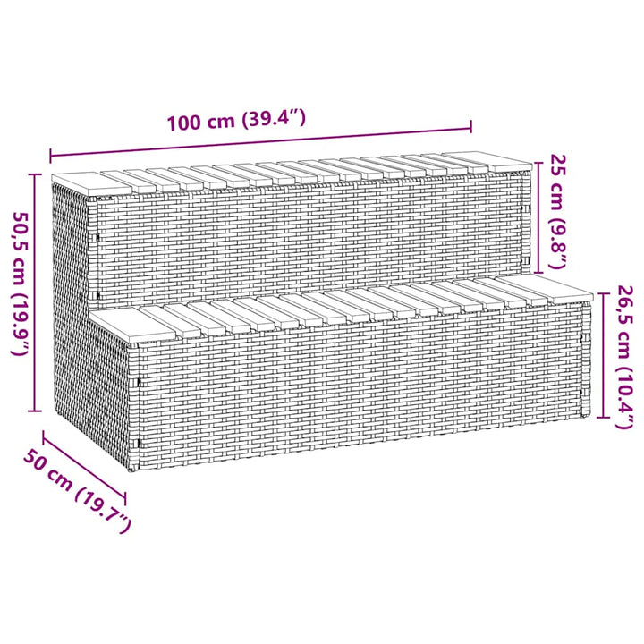 spakant 100x50x50,5 cm polyrattan og massivt akacietræ sort