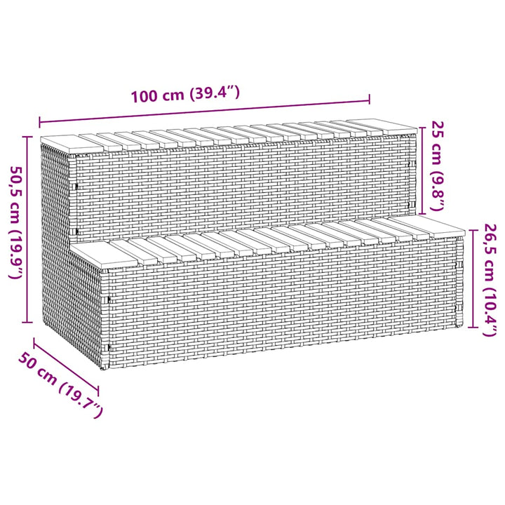 spakant 100x50x50,5 cm polyrattan og massivt akacietræ grå