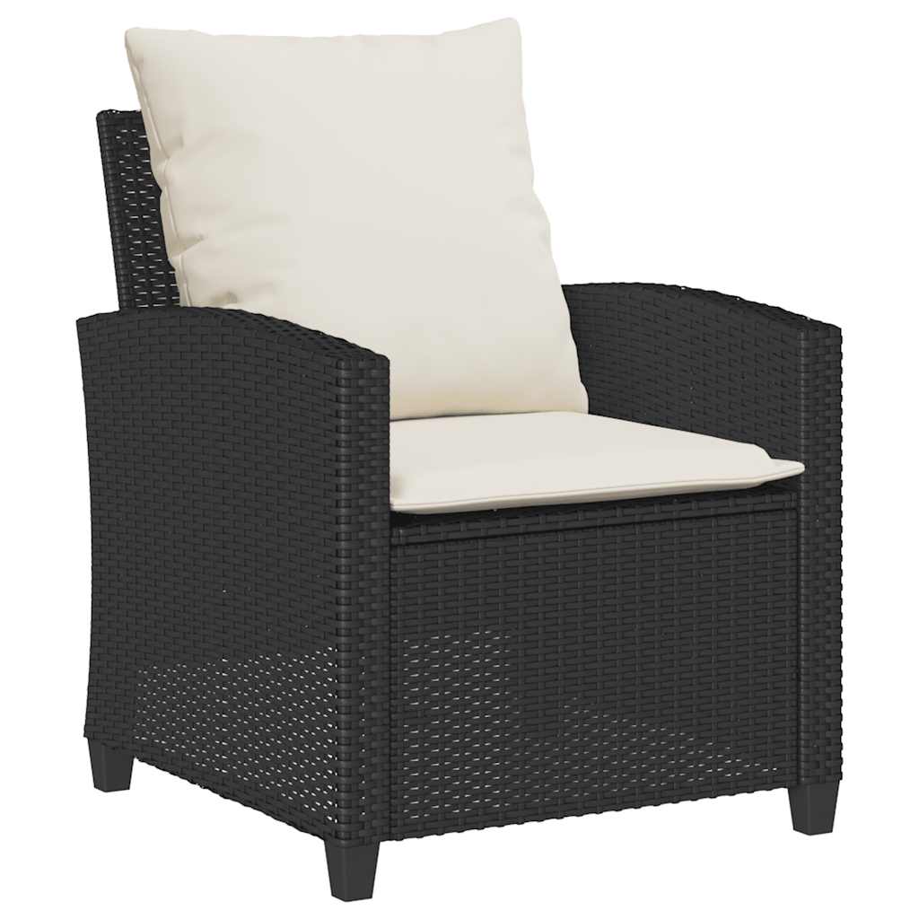 sofasæt til haven 6 dele med hynder polyrattan sort