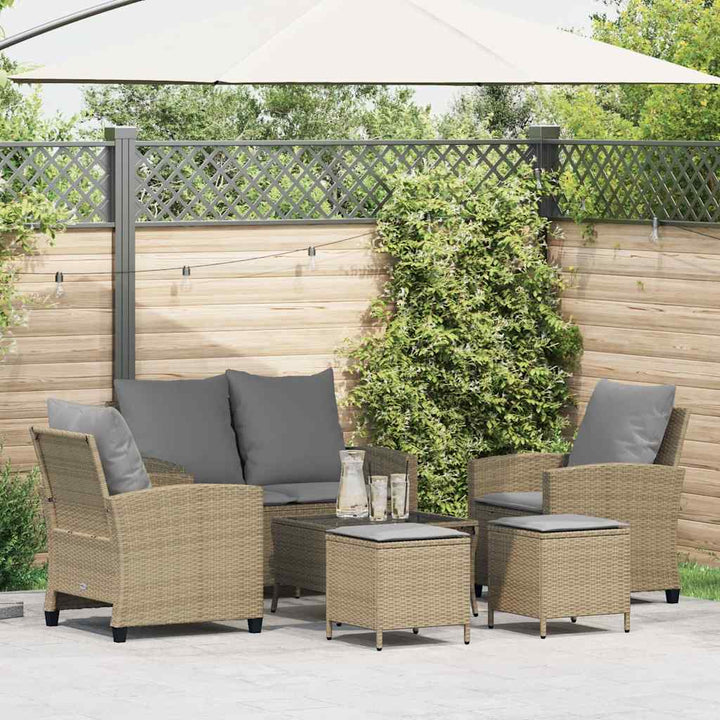 sofasæt til haven 6 dele med hynder polyrattan beige
