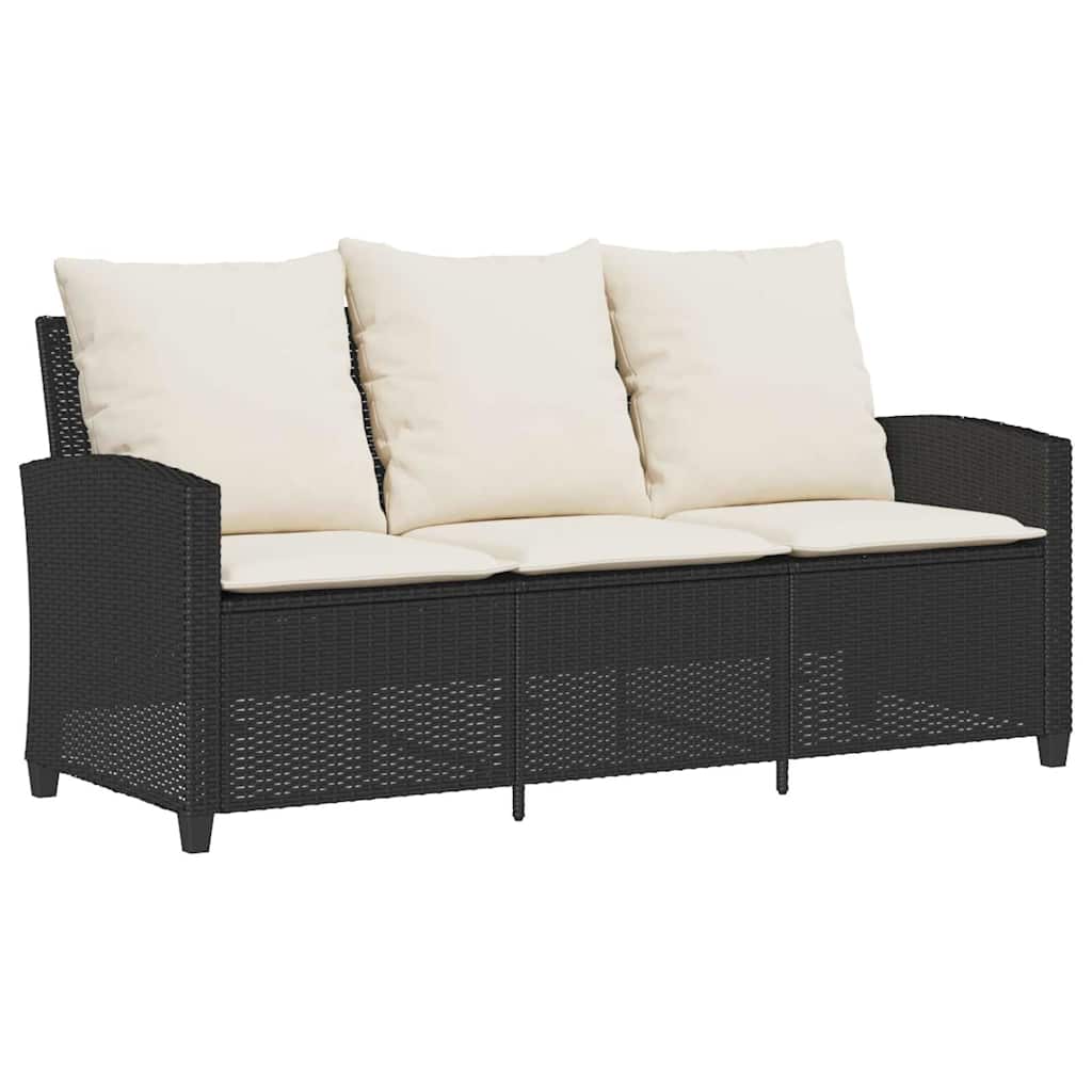 sofasæt til haven 6 dele med hynder polyrattan sort