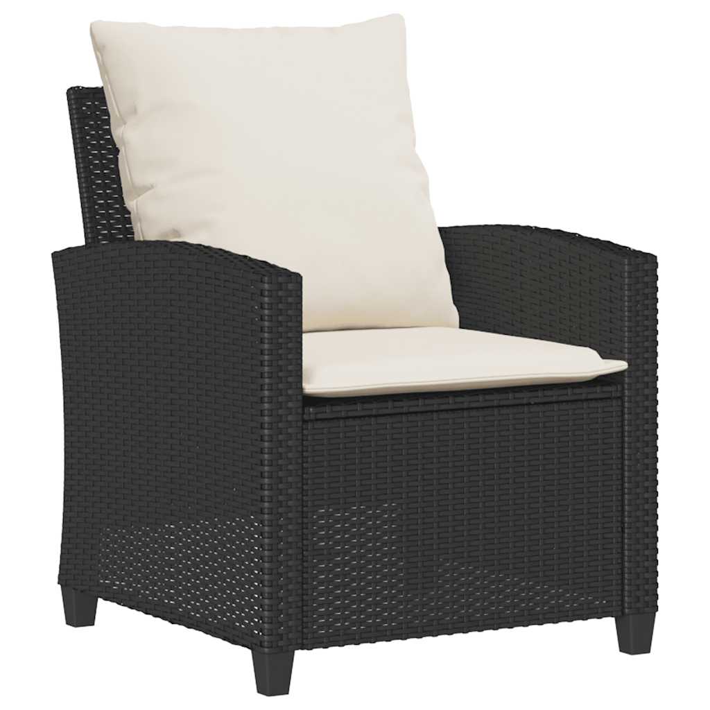 sofasæt til haven 6 dele med hynder polyrattan sort