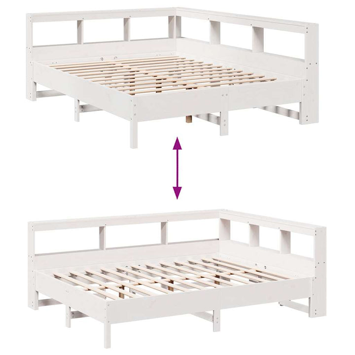 seng med reol uden madras 160x200 cm massivt fyrretræ hvid