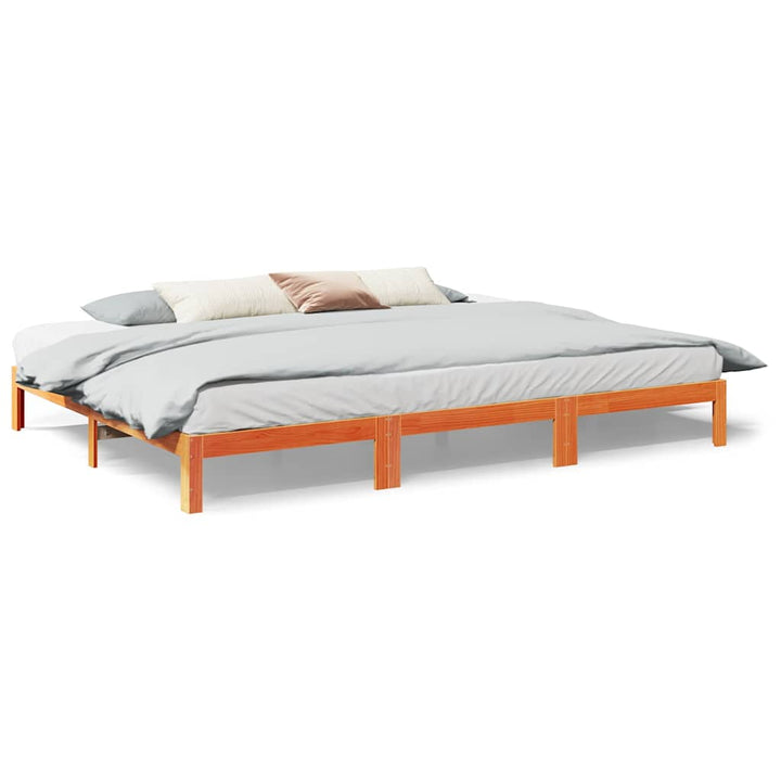 sengeramme uden madras 240x200 cm massivt fyrretræ gyldenbrun