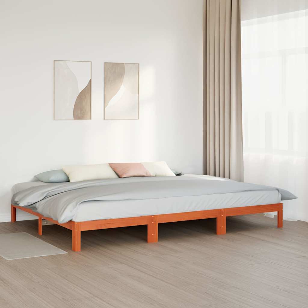 sengeramme uden madras 240x200 cm massivt fyrretræ gyldenbrun