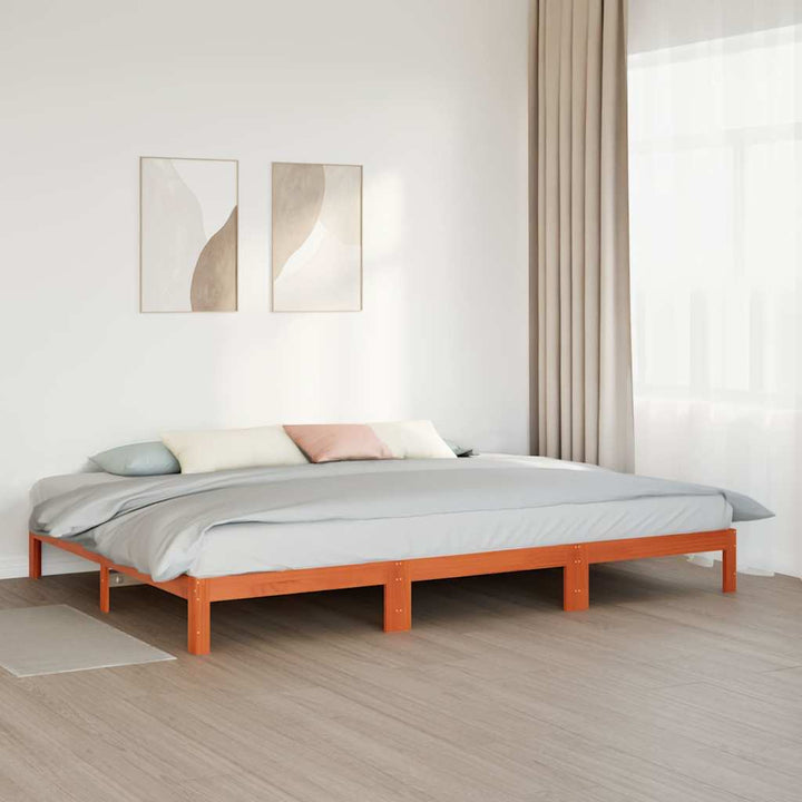 sengeramme uden madras 240x200 cm massivt fyrretræ gyldenbrun