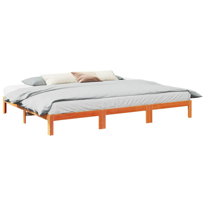 sengeramme uden madras 240x200 cm massivt fyrretræ gyldenbrun