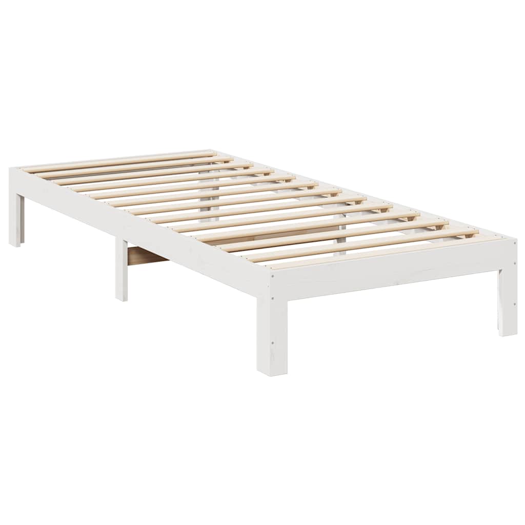 familie sengeramme uden madras 270x200 cm massivt fyrretræ hvid