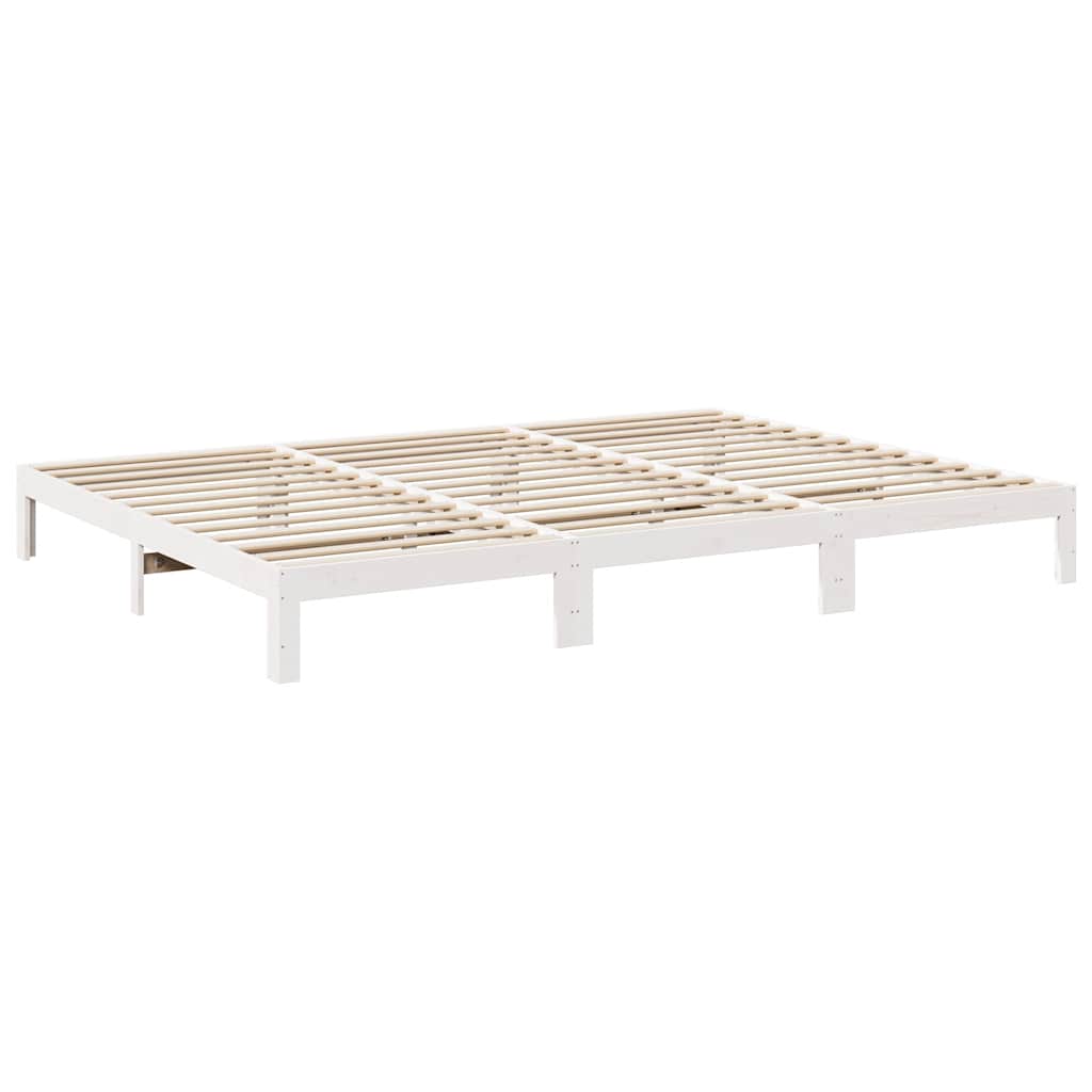 familie sengeramme uden madras 270x200 cm massivt fyrretræ hvid