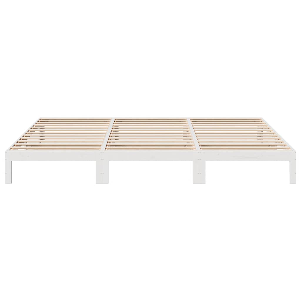 familie sengeramme uden madras 270x200 cm massivt fyrretræ hvid