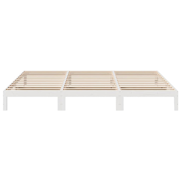 familie sengeramme uden madras 270x200 cm massivt fyrretræ hvid
