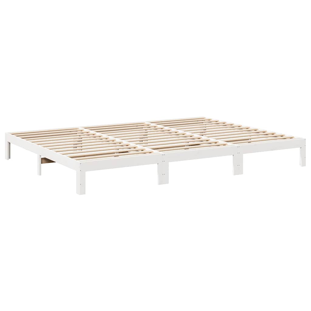 familie sengeramme uden madras 270x200 cm massivt fyrretræ hvid