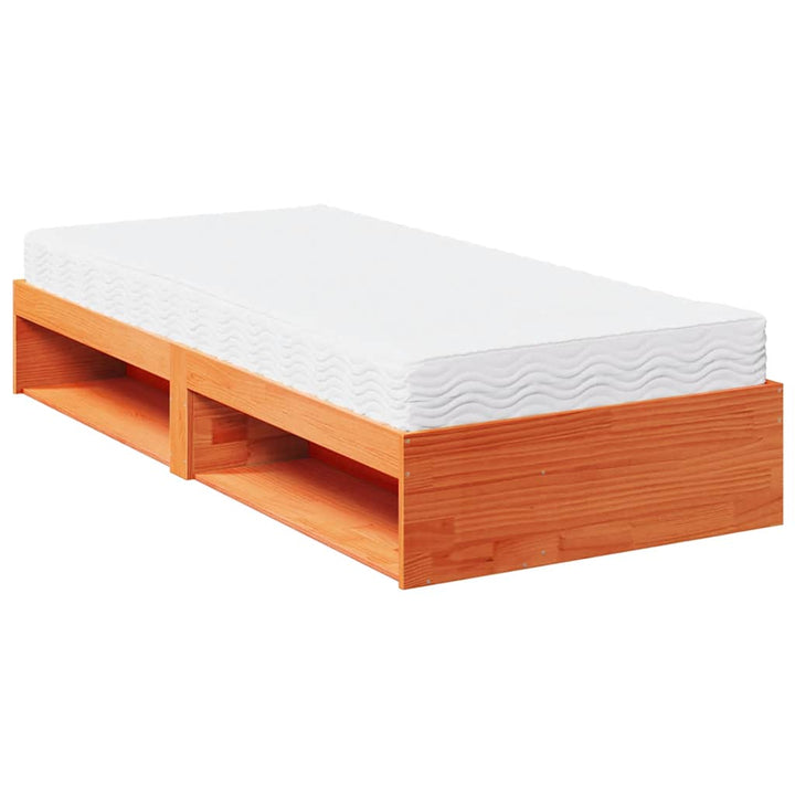 daybed med madras 100x200 cm massivt fyr gyldenbrun