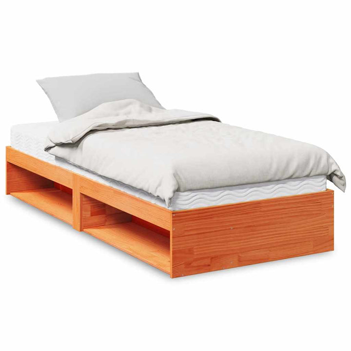 daybed med madras 100x200 cm massivt fyr gyldenbrun