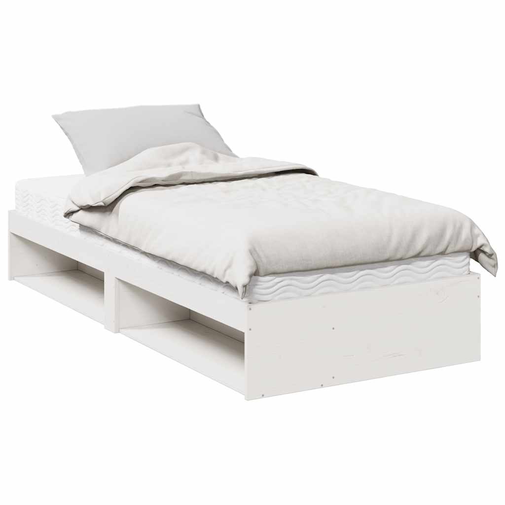 daybed med madras 90x200 cm massivt fyrretræ hvid