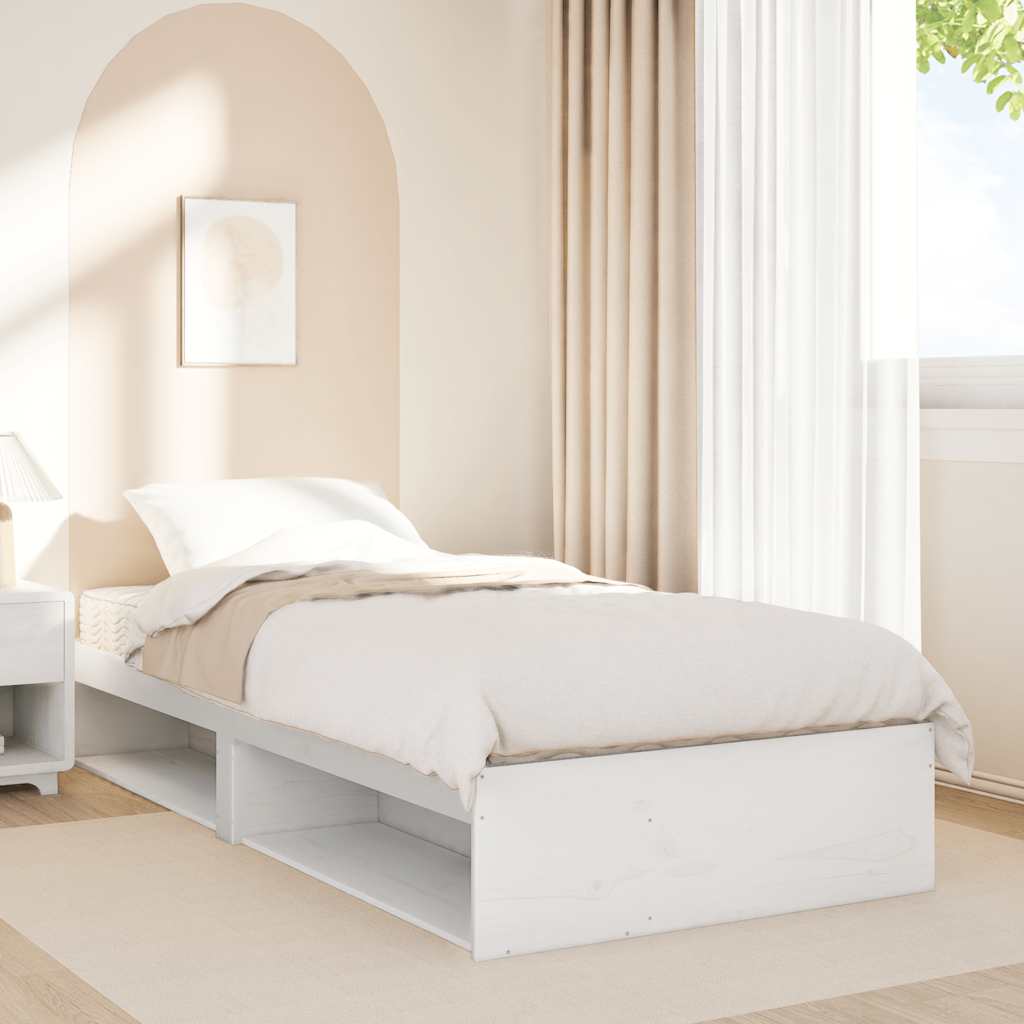 daybed med madras 90x200 cm massivt fyrretræ hvid