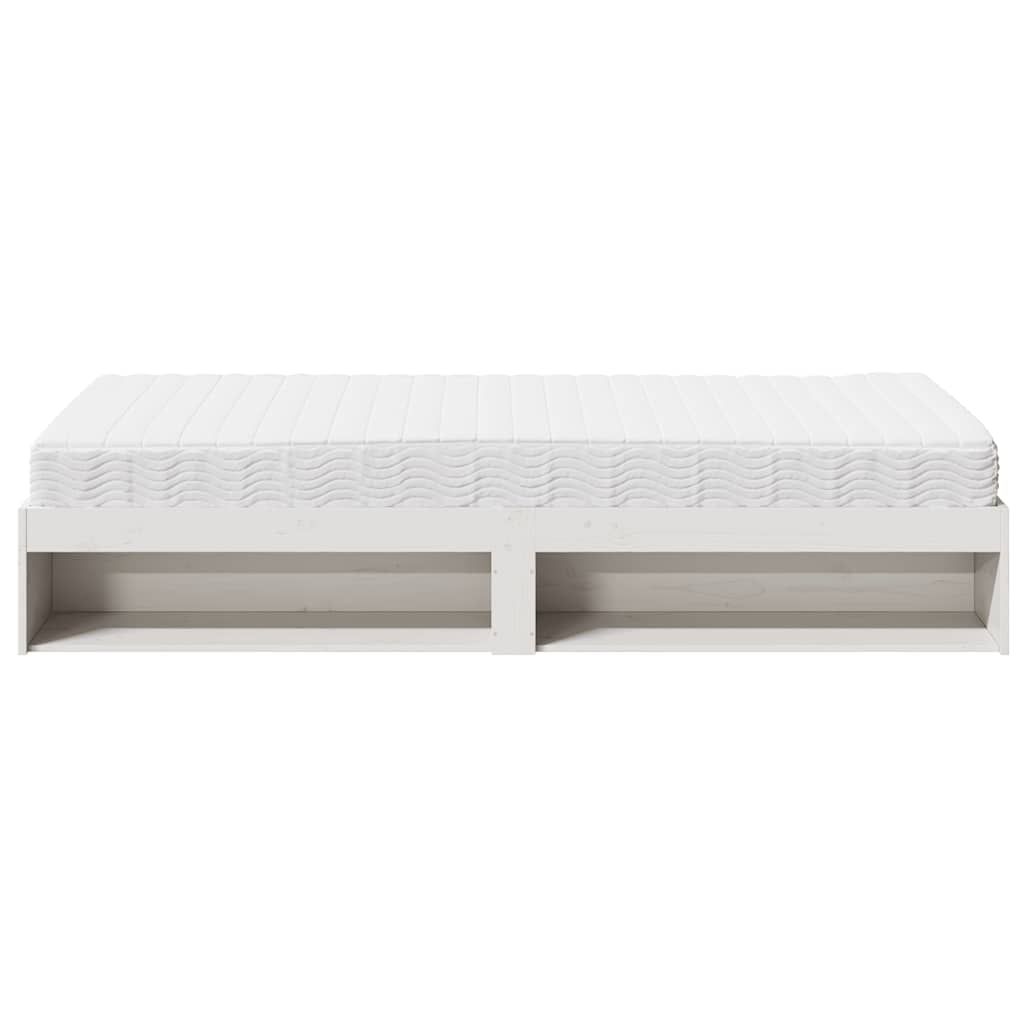 daybed med madras 90x200 cm massivt fyrretræ hvid