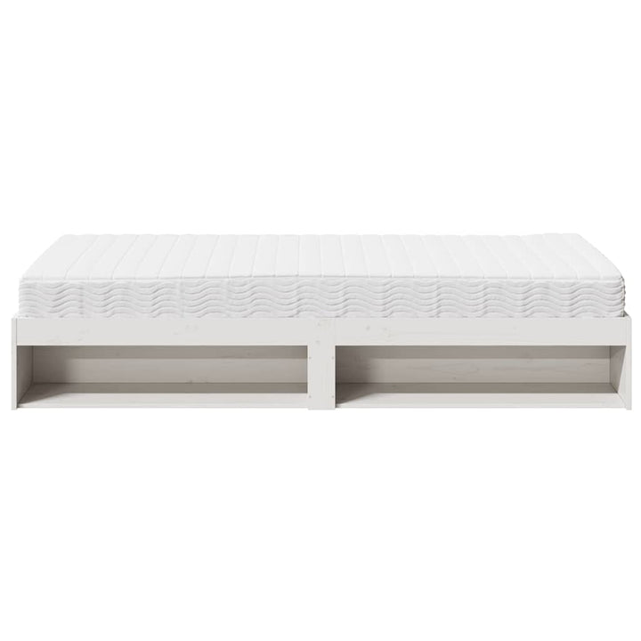 daybed med madras 90x200 cm massivt fyrretræ hvid