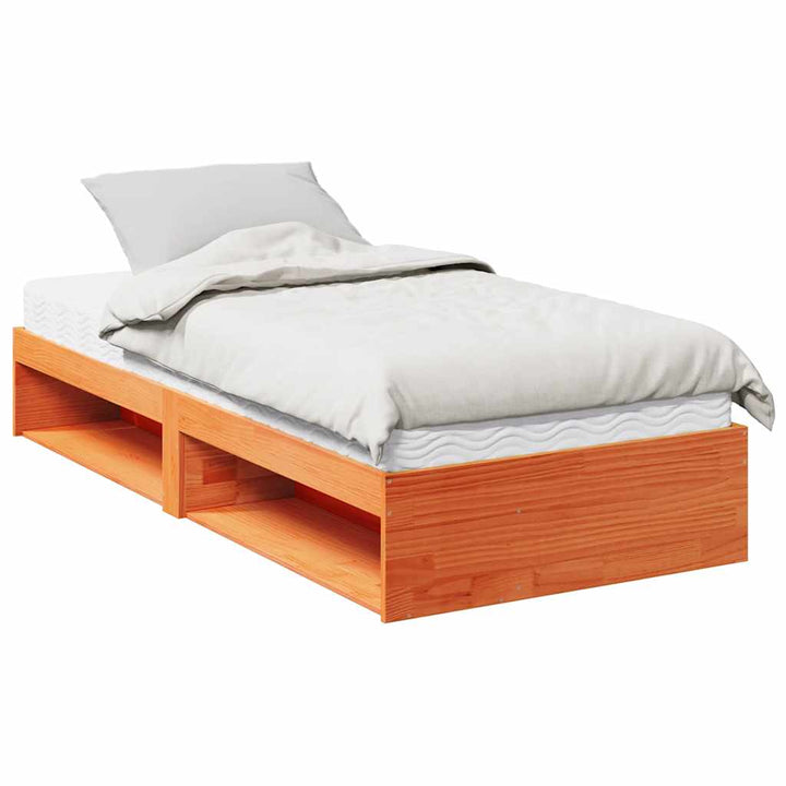 daybed med madras 90x200 cm massivt fyrretræ gyldenbrun