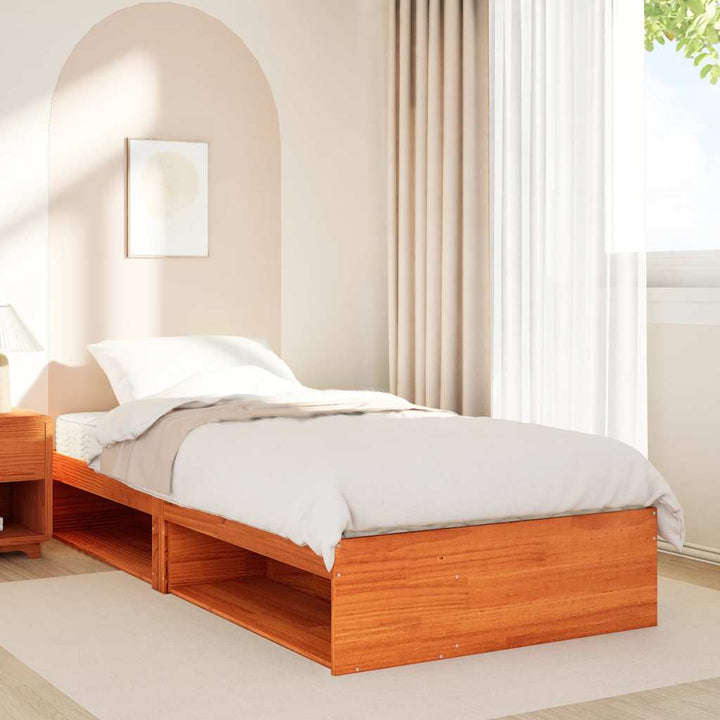 daybed med madras 90x200 cm massivt fyrretræ gyldenbrun