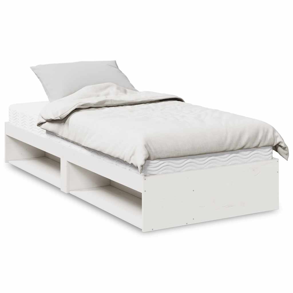 daybed med madras 80x200 cm massivt fyrretræ hvid