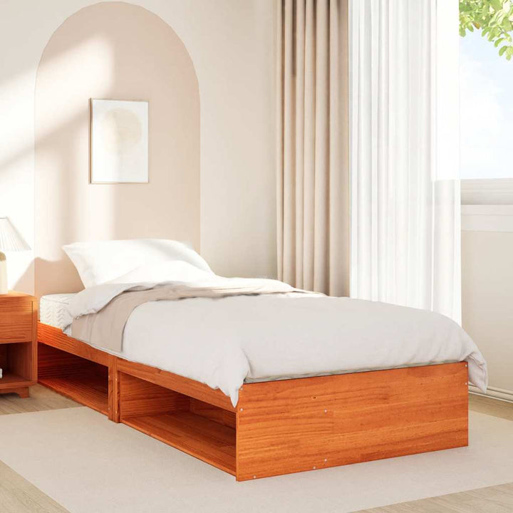 daybed med madras 80x200 cm massivt fyrretræ gyldenbrun